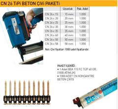 Bea CN 26X15-20-25-30-35-40 Serisi Başlı Çivi