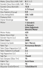Full FGL 8000LE3 380V  Benzinli Jeneratör