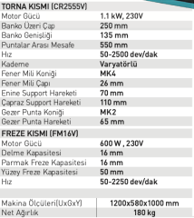 OZCO  CM250F Torna Ve Freze Kombine Makinası