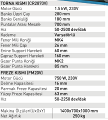 Craft & OZCO  CM280F Torna Ve Freze Kombine Makinası