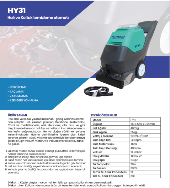 Power Wash Hy31 Halı Yıkama Otomatı