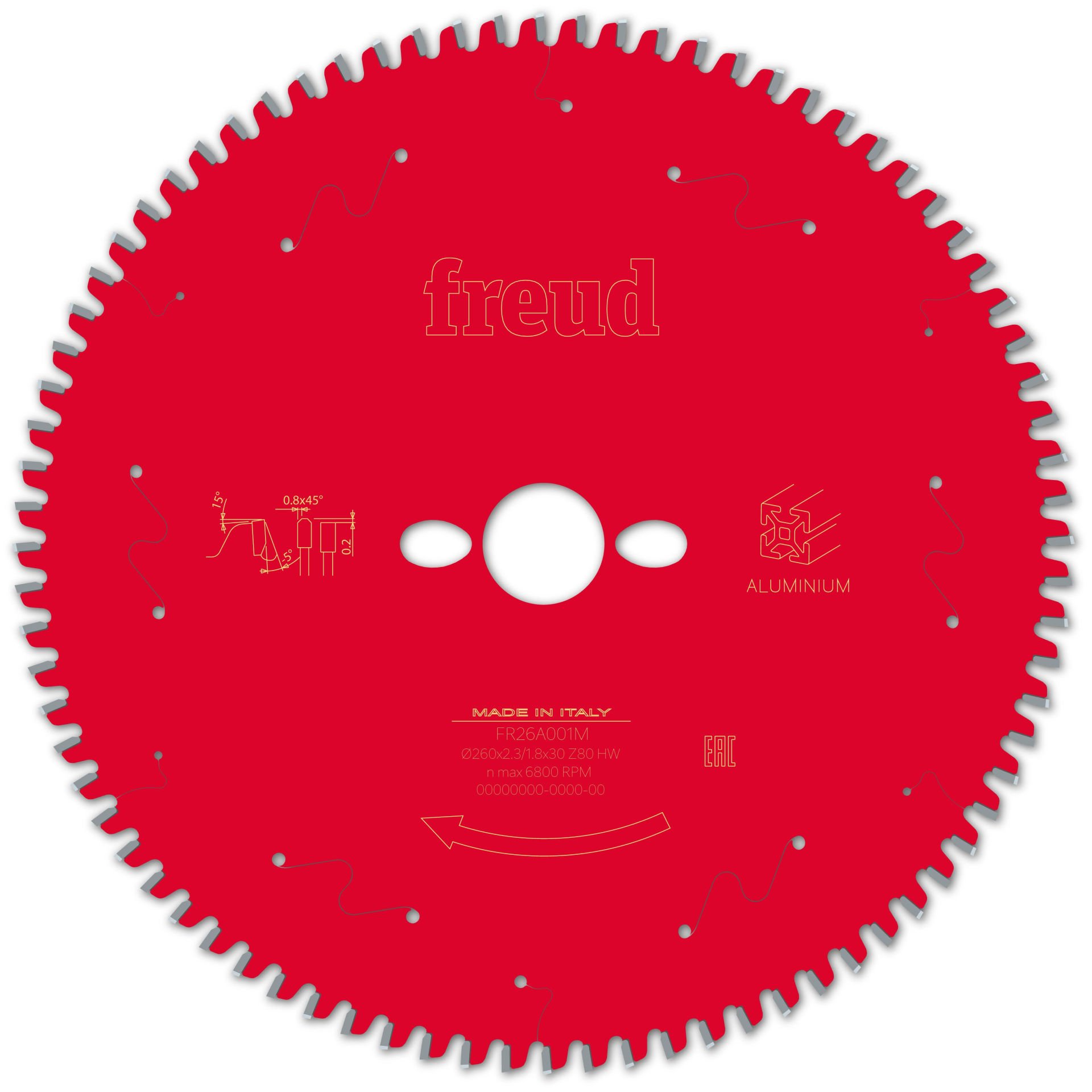 Freud 260x80 Diş  FR26A Aluminyum Elmas Daire Testere