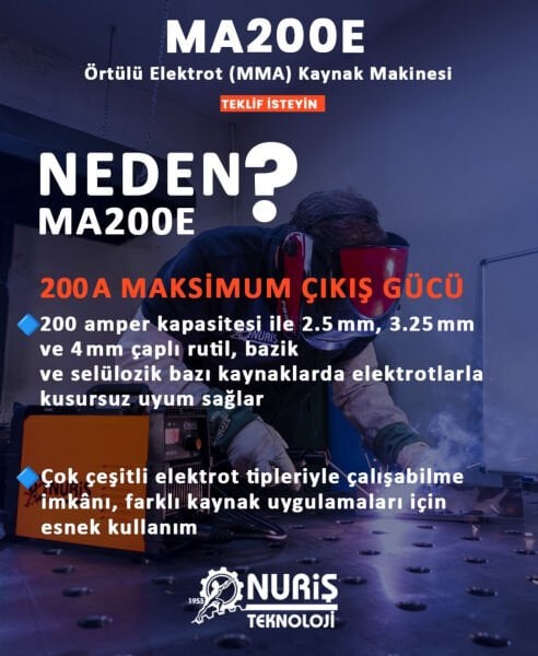 Nuriş MA200E 200 A İnverter Kaynak Makinesi