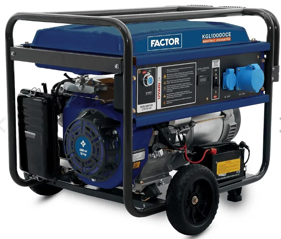 FACTOR KGL 10000 CE Marşlı 10 kVA Monofaze Benzinli Jeneratör