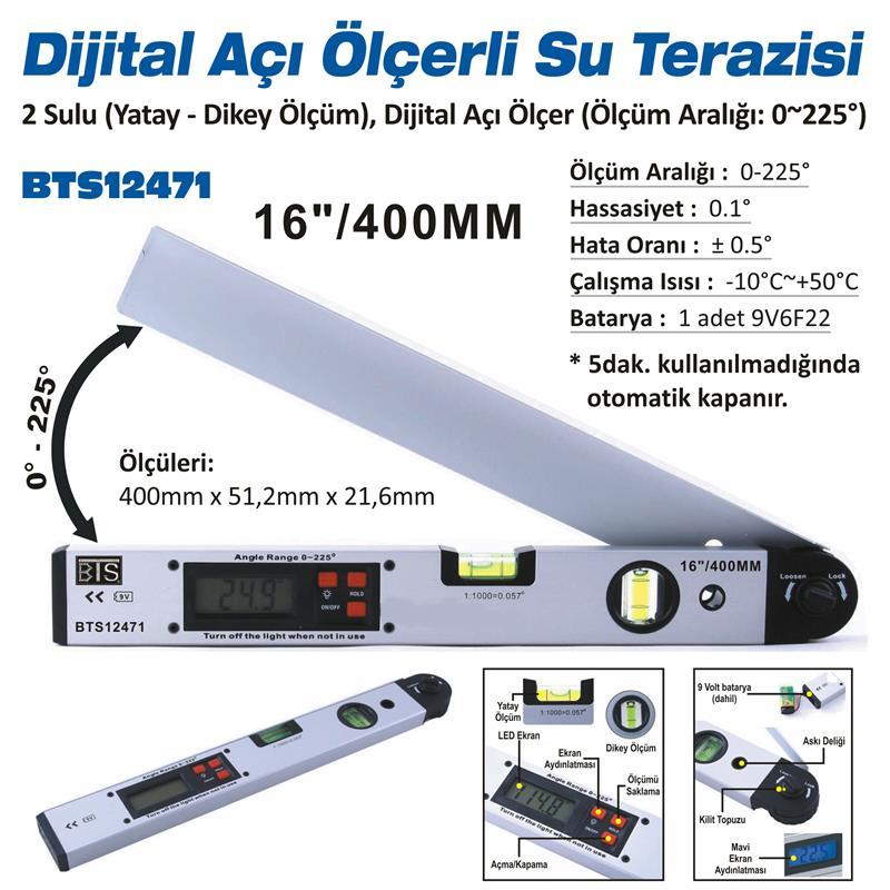 Bts Dijital Açı Ölçerli Su Terazisi