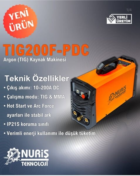 Nuriş Tig 200F PDC Argon Kaynak Makinası