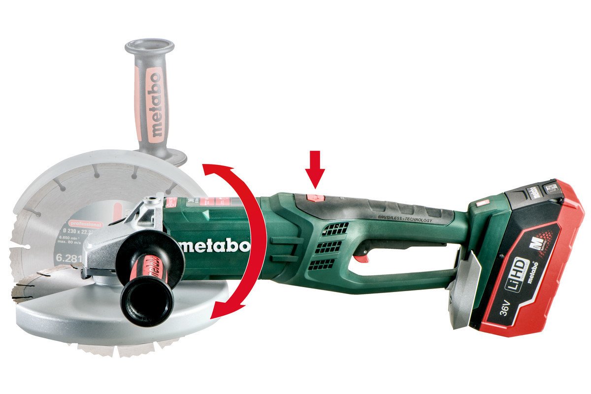 METABO WPB 36-18 LTX BL 230/6.2 ah Akülü Taşlama 230 mm