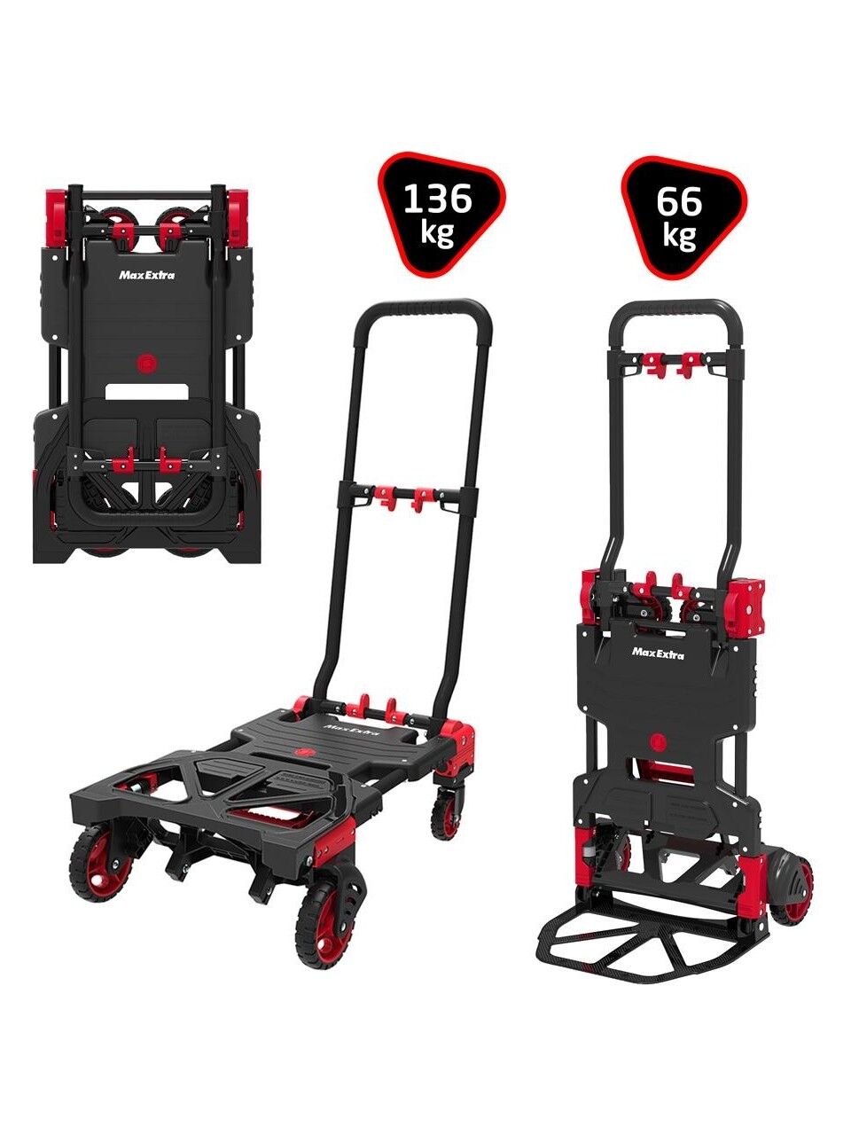 Max Extra FW-90TP Katlanır Ikisi Bir Arada Koli Taşıma Arabası 66/136 kg