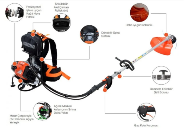 Echo RM520 ES Benzin Motorlu Sırt Tırpanı 3 HP