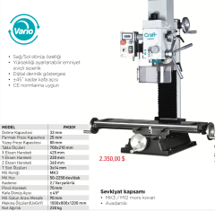 Craft & OZCO  FM30V Freze Makinası