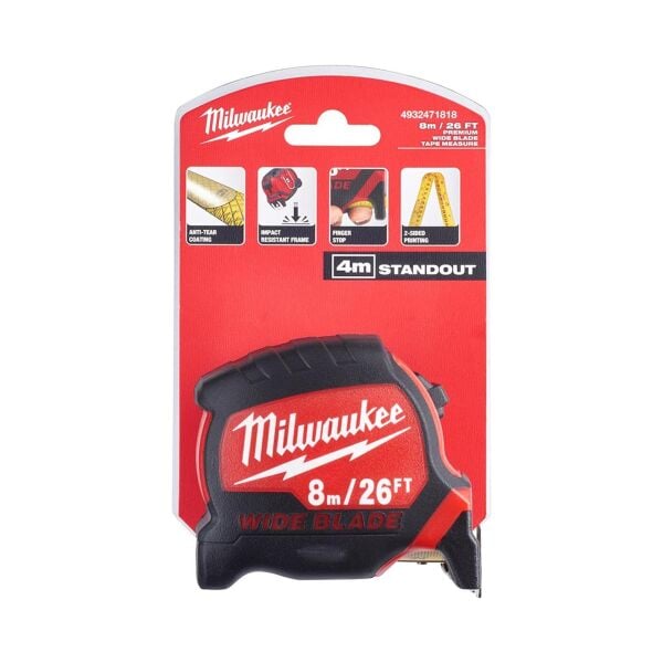 Milwaukee 4932471818 8 m Premium Geniş Bıçak Şerit Metre
