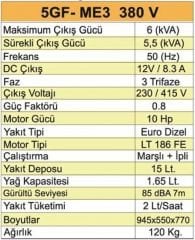 Lutian 5GF-ME3 380V Dizel Jeneratör 6 Kva Marşlı