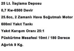 Max Extra QL-900 Motorlu Sırt Tipi İlaçlama Pülverizatör