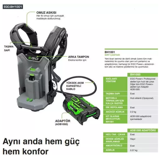 Ego BH1001 Adaptör ve Sırt Çantası